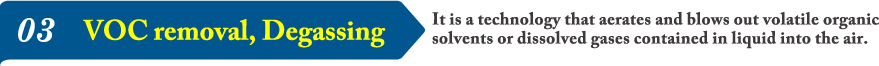 03It is a technology that aerates and blows out volatile organic solvents or dissolved gases contained in liquid into the air.