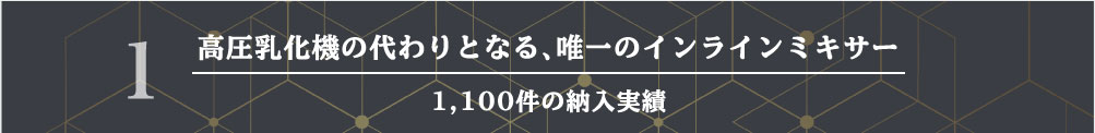 高圧乳化機の代わりとなる、唯一のインラインミキサー1,100件の納入実績